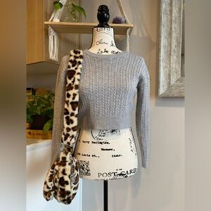 Ambiance crop Gray Cable Knit Sweater